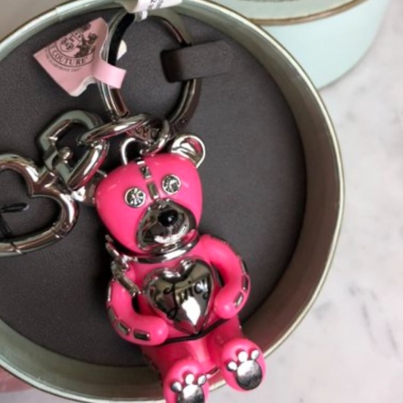 Juicy Couture Accessories - Juicy Couture BARBIE PINK TEDDY BEAR CHARM PURSE KEYCHAIN FOB HUGE RARE